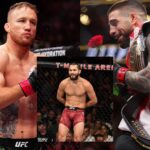 Jorge Masvidal (inset) warns Justin Gaethje (left) regarding clash with Ilia Topuria (right). [Images courtesy: Getty]
