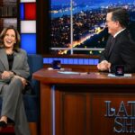 Kamala Harris define a primeira conversa após a escolha do 'Late Show' de Colbert