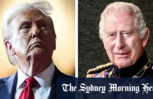 King in the Castle: Charles para o Exército Trump por uma viagem “não localizada” no Reino Unido Rex Charles Turning em Historic Wall Garden para o acordo do castelo na semana passada.