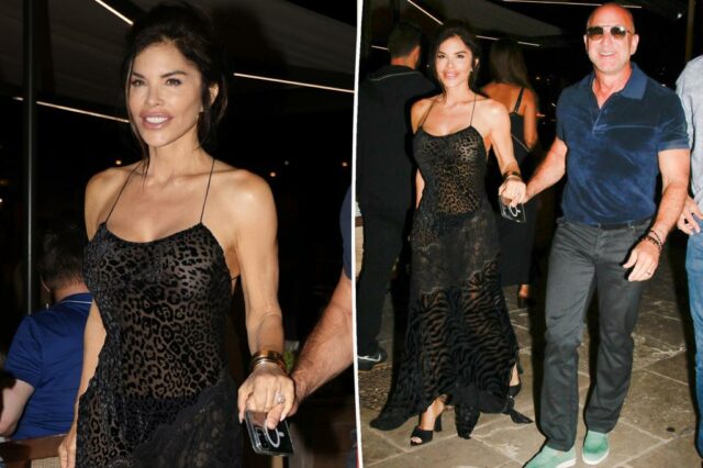 Lauren Sánchez mostra seu lado selvagem em puro vestido com estampa de animais em St. Tropez Date Night With Jeff Bezos

