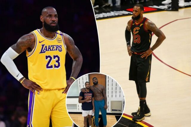 LeBron James no uniforme do Lakers.