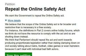 Lei de Segurança Rebelde Britânica para Segurança Online quando a produção atingir 380.000 assinaturas – e verifica as verificações de idade brilharem as preocupações sobre a integridade e a liberdade de expressão Uma apresentação, iniciada por Londres, Alex Baynham, já foi assinada mais de 380.000 vezes