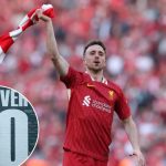 Diogo Jota, do Liverpool, celebra a vitória.