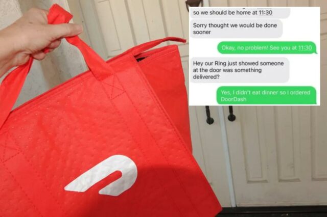 Mamãe enlouquece, brota na babá - apenas para pedir o DoorDash no trabalho

