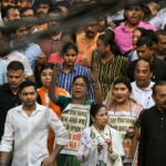 Mamata Bank Protest em Kolkes contra "insultos do retorno da Bengmitis