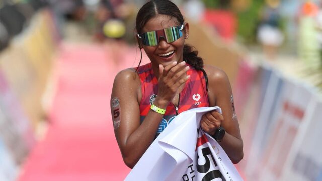 Karen Manayon permitiu um sorriso após a maior vitória de sua carreira. Foto de colaborador