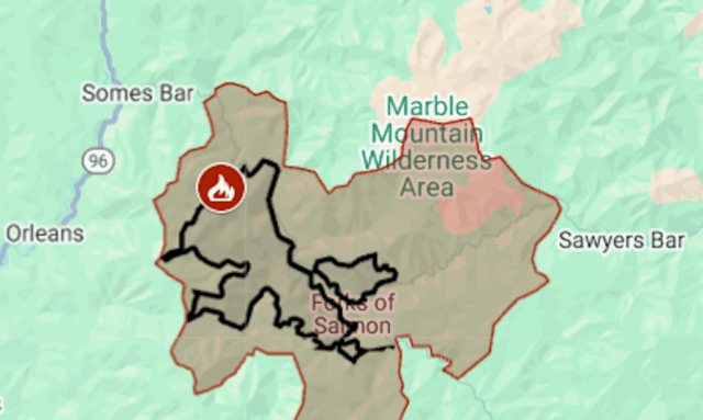 Mapa: Butler Fire está crescendo 40%no fim de semana, mais evacuações no condado de Siskiyou

