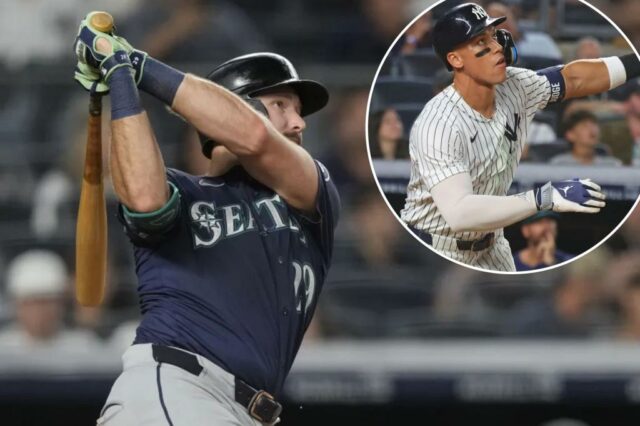 Cal Raleigh corresponde ao Homer de duas velocidades na oitava rodada de vencer no Yankees por 10 a 3 sobre os Mariners em 8 de julho de 2025.
