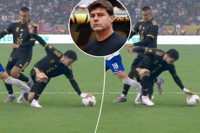 Mauricio Pochettino rasga os funcionários após um handball controverso sem dependência na última perda da Copa Dourada de Ouro no México

