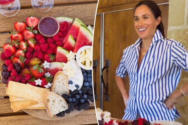Meghan Markle leva os fãs na quarta da cerimônia em casa com o príncipe Harry, crianças

