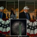 Melania realiza a dança característica do presidente Trump quando o primeiro par celebra o quarto julho na Casa Branca