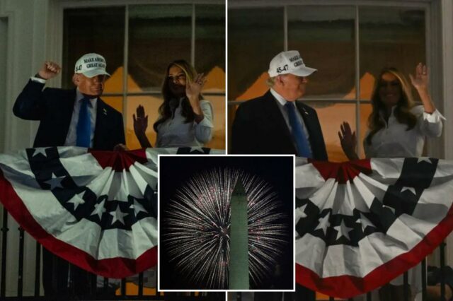 Melania realiza a dança característica do presidente Trump quando o primeiro par celebra o quarto julho na Casa Branca

