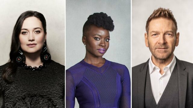 Lily Gladstone, Danai Gurira e Kenneth Branagh (crédito: foto cortesia de Lily Gladstone, Danai Gurira e Kenneth Branagh)