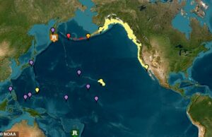 Milhões de americanos ameaçados pelo tsunami como maciço 8,7 terremoto atinge a costa da Rússia Uma cura de tsunami foi expandida para cobrir toda a costa oeste dos EUA