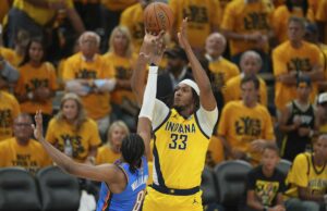 NBA: Myles Turner, de Bucks, quer continuar a competição por títulos Myles Turner Pacers NBA