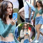 Natalie Portman, 44, mostra ABS em um gene apontado superior e cortado