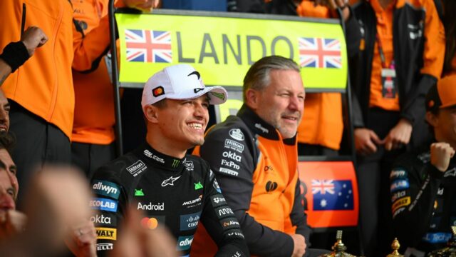 Norris no cofre final do GP britânico: não envolva


