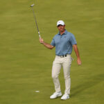 Nos 12 primeiros rankings em frente à equipe da Ryder Cup Europe 2025 Wyndham Championship