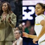 Niele Ivey reagiu a um vídeo da mais recente sessão de aplicativos de Cassandre Prosper na história de Notre Dame e Instagram. Fonte: Instagram/@IrishCoachivey