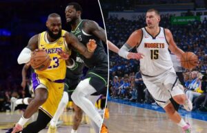 O agente Nikola Jokic publica fotos de Crytpic com LeBron James, Maverick Carter para irritar “grandes planos” O Los Angeles Lakers LeBron James (23) o atacante se move para a cesta contra o Minnesota Timberwolves, para Julius Randle (30) durante a primeira metade da quinta rodada nos playoffs da NBA em 2025 na Crypto.com Arena.