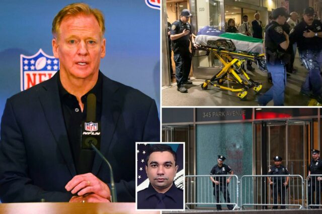 Roger Goodell na conferência de imprensa da NFL.