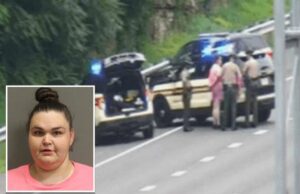 O criminoso dirige policial em uma busca de 4 horas em câmera lenta a uma velocidade de 7 milhas por hora em um carro roubado Canecas de Katlyn Wray.