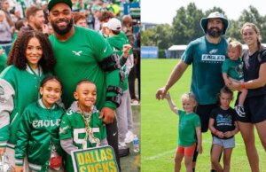 “O currículo não é real” – Kylie Kelce revela como é se casar com um psicoterapeuta da esposa de Brandon Graham, Carlyne, como a lenda dos Eagles. March Madness Logo