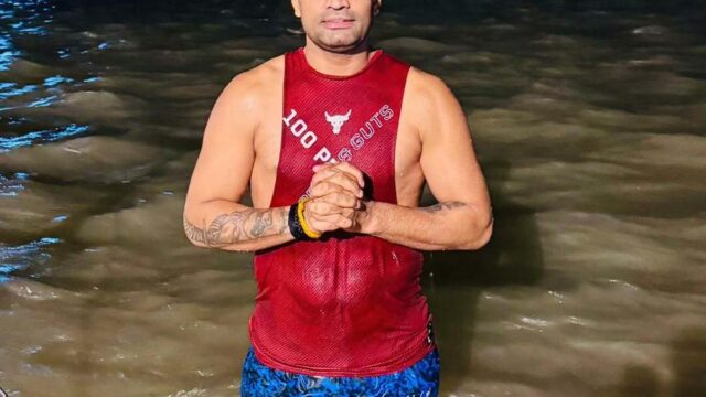 O ex -capitão da Índia Kabadi cai no rio resgatado pela polícia em Utarakhand em Haridwar

