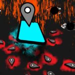 An illustration of a phone spilling location data.
