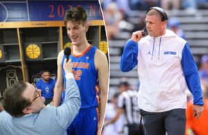 O futebol da Flórida tinha planos selvagens para a estrela de basquete de 7 metros Olivier Rioux O futebol da Flórida tinha planos selvagens para a estrela de basquete de 7 metros Olivier Rioux