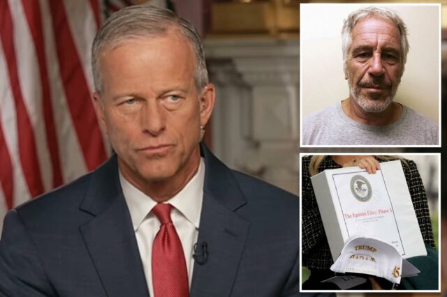 O líder da maioria do Senado John Thune apóia a "divulgação completa" dos arquivos Epstein

