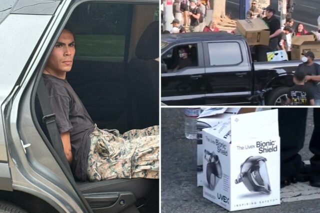 O líder oposto La Riot filmou, distribuindo o equipamento aos manifestantes acusados ​​na empresa pelo estado

