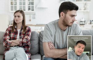 O marido elogiou por admitir que “não tem idéia” sobre os papéis do sexo no casamento: “As pessoas podem evoluir e ver luz” O jovem casal senta -se no sofá, cruzou as mãos, olhando para o outro.