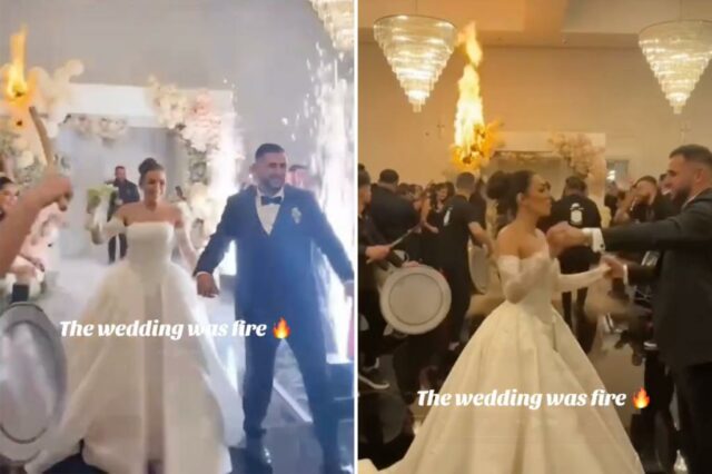 O momento da entrada do casamento do casal está "arruinado" quando o local aparece

