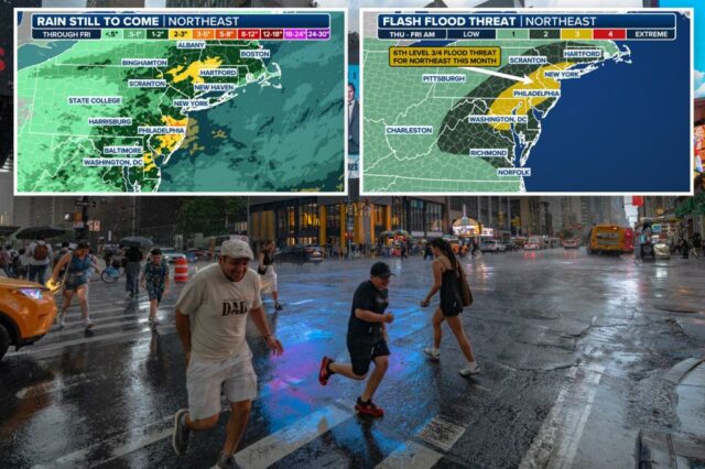 Os nova -iorquinos estão se preparando para inundações graves, porque a cidade viu 5 polegadas de chuva em apenas algumas horas antes da noite para trabalhar

