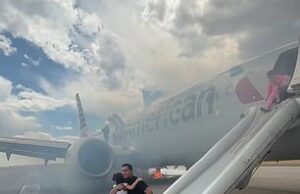 Os passageiros são vistos atropelando o asfalto ao escapar do jato após “Equipamento de aterrissagem pegou fogo” O vídeo publicado on -line mostrou todos os 173 passageiros e seis tripulantes que frustrantes saíram do avião em uma foto quando a fumaça rolou sob a aeronave.