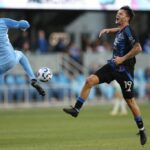 O Cristian Arango (9) dos terremotos de San Jose celebra seu objetivo contra o Austin FC na primeira metade de um quarto de jogo para a Copa Open dos EUA em Paypal Park em San Jose, Califórnia, na terça -feira, 8 de julho de 2025 (Ray Chavez/Bay Aea News Group).
