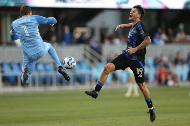 O Cristian Arango (9) dos terremotos de San Jose celebra seu objetivo contra o Austin FC na primeira metade de um quarto de jogo para a Copa Open dos EUA em Paypal Park em San Jose, Califórnia, na terça -feira, 8 de julho de 2025 (Ray Chavez/Bay Aea News Group).