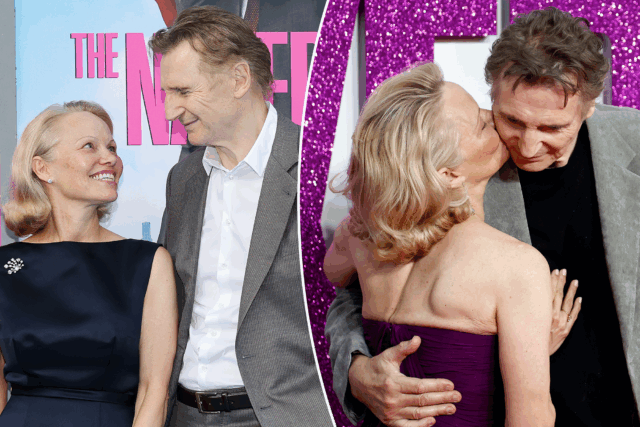 Pamela Anderson e Liam Neeson Spark Dating Buzz durante a estréia de "Naked Gun" com seus filhos

