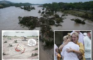 Parece que a “colher” do desenho político NY Paper zomba das vítimas de inundação de Trump Parece que a "colher" do desenho político NY Paper zomba das vítimas de inundação de Trump