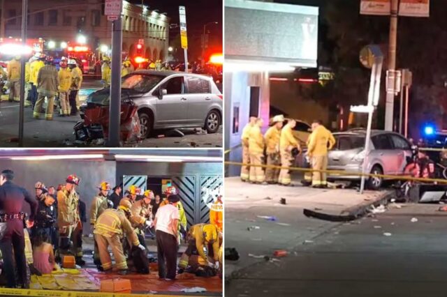 Pelo menos 20 pessoas do papel depois que o motorista coloca a multidão em frente ao clube de East Hollywood Club

