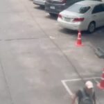 Noi foi visto vestido com uma camiseta preta e shorts creme enquanto usava uma mochila estampada de camuflagem na frente