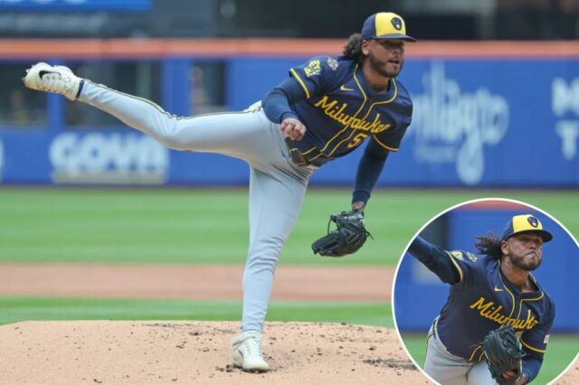 Freddy Peralta, que recebeu a nona vitória, permitiu apenas duas corridas em seis rodadas na vitória dos 7-2 Brewers sobre o Mets na partida 1 dividida em 2 de julho de 2025.