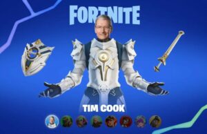Regra da cidade de Birkingrit agora Farggi para o argerista para o Appacchio verga epici A Epic Games acusa a Apple de adiar o lançamento de sua loja | Imagem de Tim Cook no traje Fortnite
