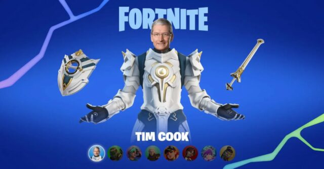 A Epic Games acusa a Apple de adiar o lançamento de sua loja | Imagem de Tim Cook no traje Fortnite