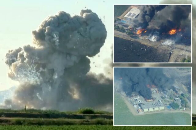 Restos humanos encontrados no armazém de fogos de artifício na Califórnia, onde 7 foram perdidos após a explosão, uma chama maciça


