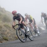 Julian Araphilippe (imagem que lidera o pacote) empurrou uma placa de papelão de um fã durante a etapa 14 do 2025 Tour de France no domingo