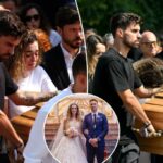 Rute Cardoso Pipes, Cardoso Diogo Jota, enquanto ajuda a usar um caixão no funeral