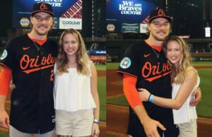 Sinos de casamento no horizonte de Gunnar Henderson como seu noivo Katherine Lee Bishop celebra o chuveiro da noiva com amigos íntimos March Madness Logo