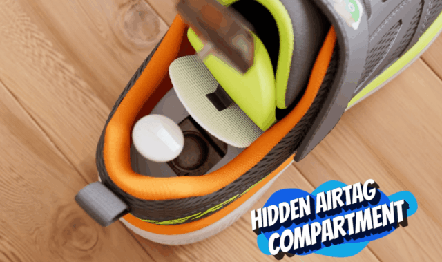 Skechers shoe with hidden AirTag compartment
